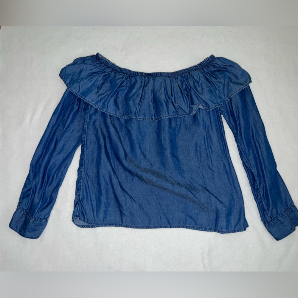 Blue off the shoulder crop top